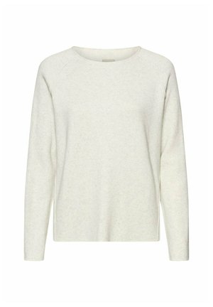 Off-white trui met lange mouwen en ronde hals, eenvoudig design en een zachte, licht gestructureerde stof.