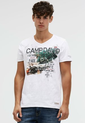 MIT V-NECK UND - Print T-shirt - offwhite