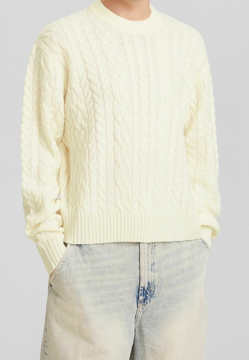 Bershka Stickad tröja - white