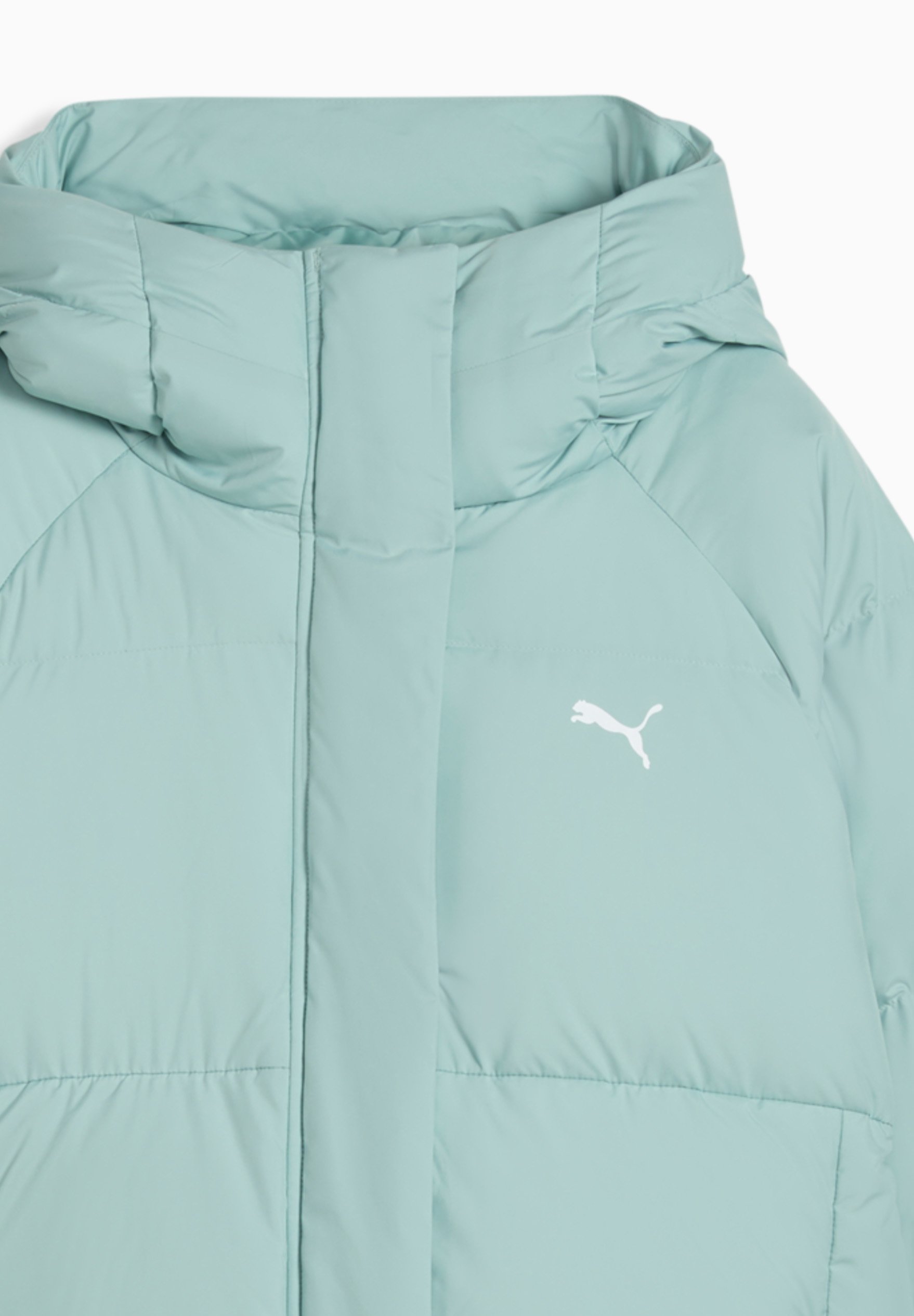 Puma PUFFER MIT KAPUZE - Down jacket - light moss/mint - Zalando