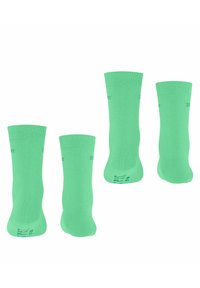 Cztery pary skarpetek z miętowej bawełny z wzmocnionymi palcami i piętami, z prążkowanymi mankietami i nadrukowanym logo na każdej skarpetce.