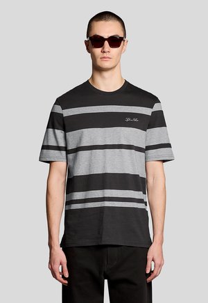 SS RELAXED STRIPE - T-Shirt print - charcoal grey  light grey marl