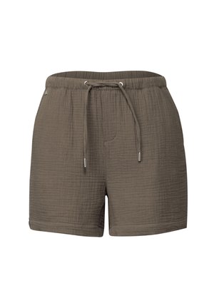 Brune drawstring shorts lavet af tekstureret stof, med elastisk talje og sidelommer, i en afslappet pasform og med et enkelt design.