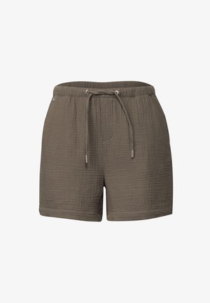 Brune drawstring shorts lavet af tekstureret stof, med elastisk talje og sidelommer, i en afslappet pasform og med et enkelt design.