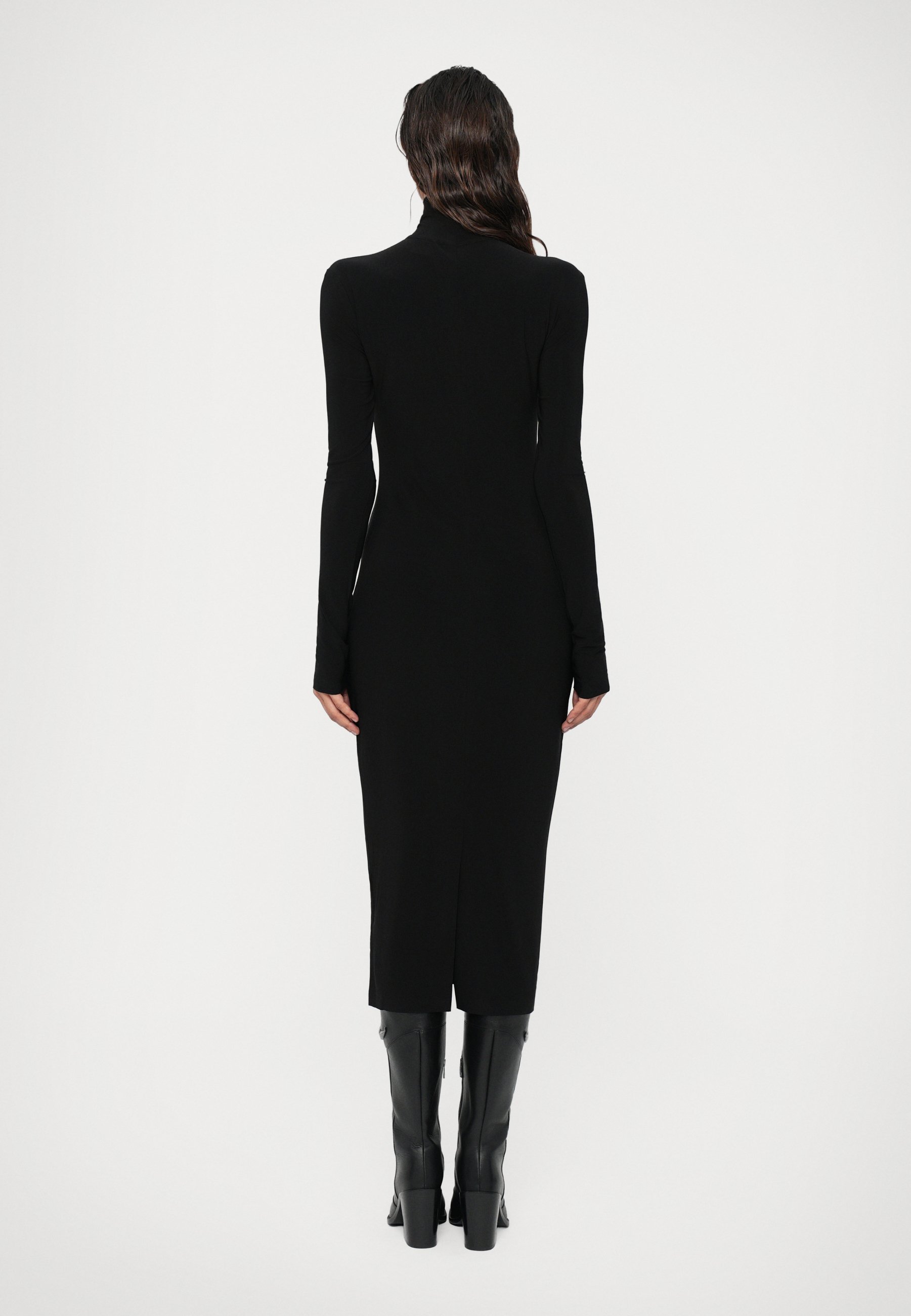 Norma Kamali LONG SLEEVE TURTLENECK DRESS - Hverdagskjole - black