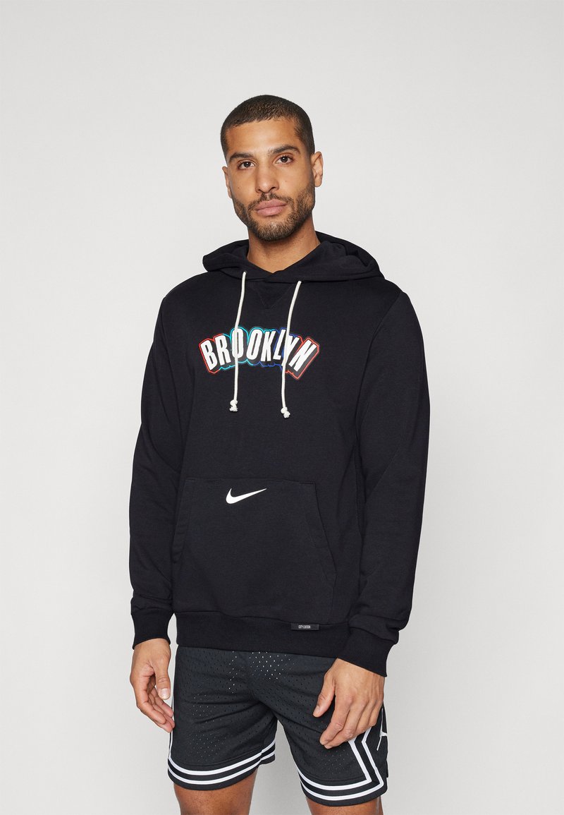 Nike Performance NBA CITY EDITION BROOKLYN NETS HOODY - Klubové oblečenie - black/white