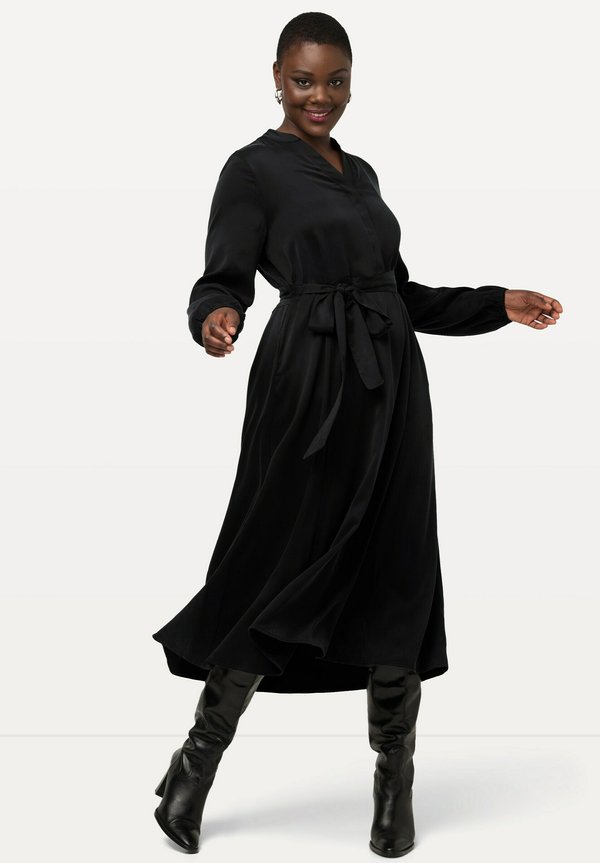 V-AUSSCHNITT LANGARM  - Blusenkleid - schwarz