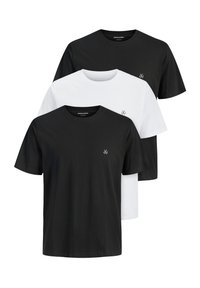 Set of three t-shirts: one black, one white, made from cotton. Crew neck design with short sleeves; subtle logo on the left chest.