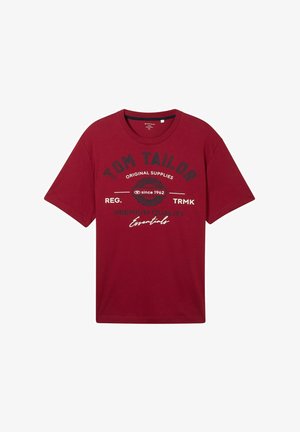 TOM TAILOR PLUS - MIT LOGO - Triko s potiskem - deep red