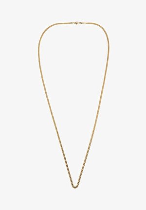 Aranylánc nyaklánc, amely összefonódó láncszemekből áll, sima felülettel és klasszikus dizájnnal rendelkezik. Hossza körülbelül 51 cm.