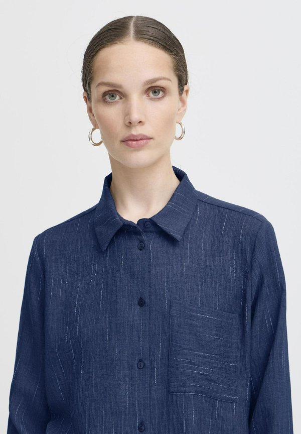 IXREMI - Button-down blouse - total eclipse w pinst2