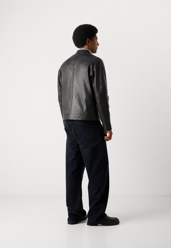 BIKER JACKET WITH BUTTONED SEAM POCKETS AND SLEEVE INSERTS - Leather jacket3