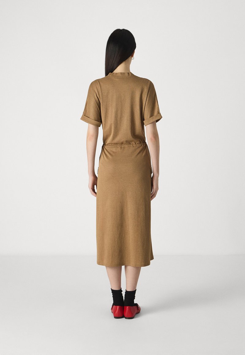 brown cargo dress Adjustable Strap Toggle Draw String Cargo Midi Dress