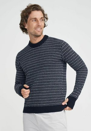 MATS CREW - Strickpullover - navy  marble grey