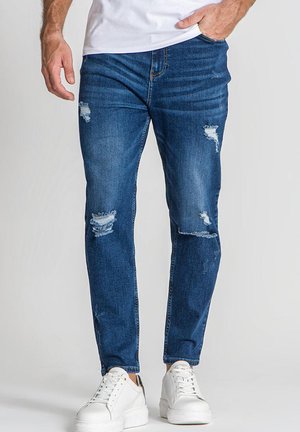 RIPPED CARROT LEG - Slim fit jeans - dark blue