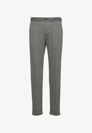 Grijze textuur broek met een rechte pasvorm, voorzakken en een knoopsluiting bij de taille. Gladde stof geeft een verzorgde uitstraling.