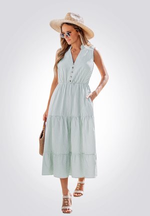 Cupshe BREEZY PLUNGE STRIPED BUTTON  - Vestito casual - white