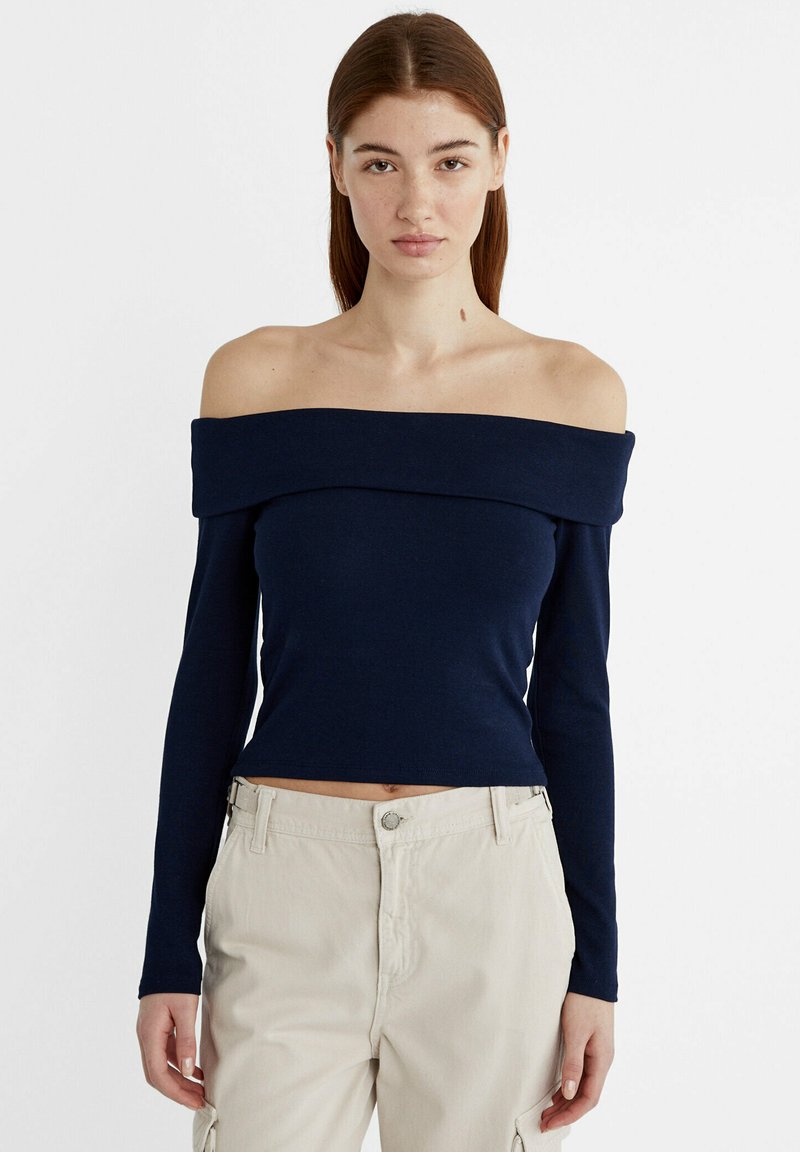 Stradivarius OFF-THE-SHOULDER - Långärmad tröja - dark blue