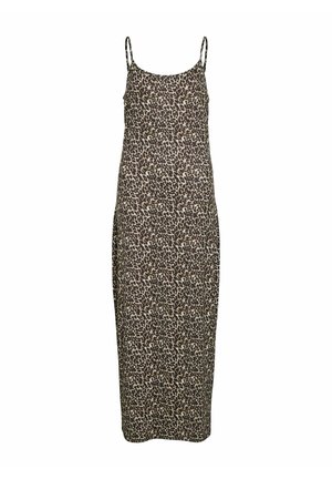 VILA MIT LEOPARDENMUSTER UND SPAGHETTITRÄGERN - Jerseykleid - beige schwarz