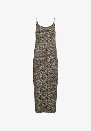VILA MIT LEOPARDENMUSTER UND SPAGHETTITRÄGERN - Jerseykleid - beige schwarz