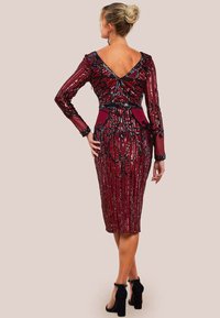 Goddiva SEQUIN EMBROIDERED  - Cocktailklänning - wine