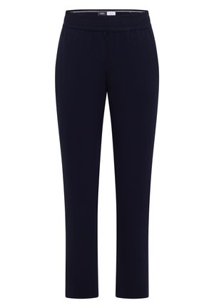Pantalon bleu marine à jambes droites avec taille élastique et cordon, conçu pour un confort optimal.