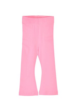 Leggings roses pour enfants avec une taille élastique et des jambes légèrement évasées, présentés sur un fond blanc.