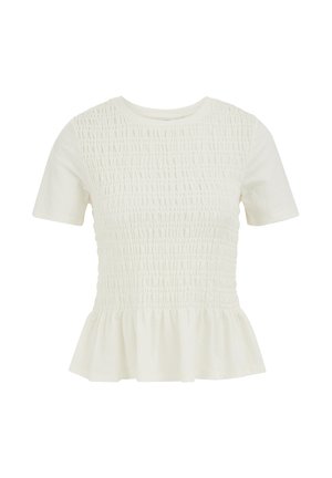 WE Fashion, WE FASHION DAMES T-SHIRT GESMOKT - T-shirt imprimé - off-white