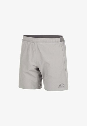 Grijze zwemboxers met een elastische tailleband, zijzakken en een klein logo op de rechter onderkant. Lichtgewicht, gladde stof met een matte afwerking.