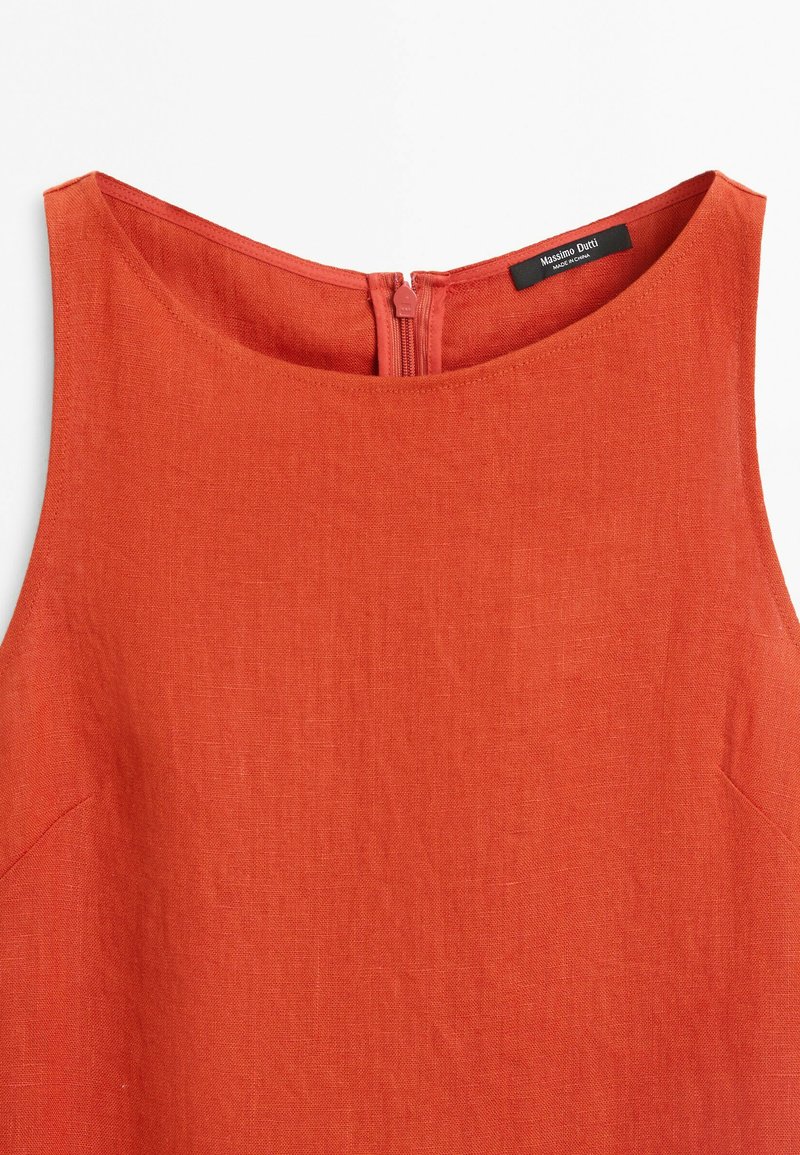 massimo dutti orange linen dress Long, Flowing Double-Weave Dress - Burnt Orange - 2 - Massimo Dutti
