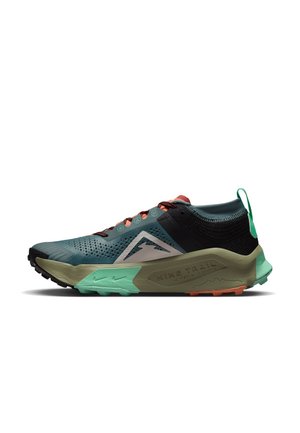 NIKE ZOOMX ZEGAMA TRAIL - Běžecké boty do terénu - mineral slate/bone/black/green glow/orange trance