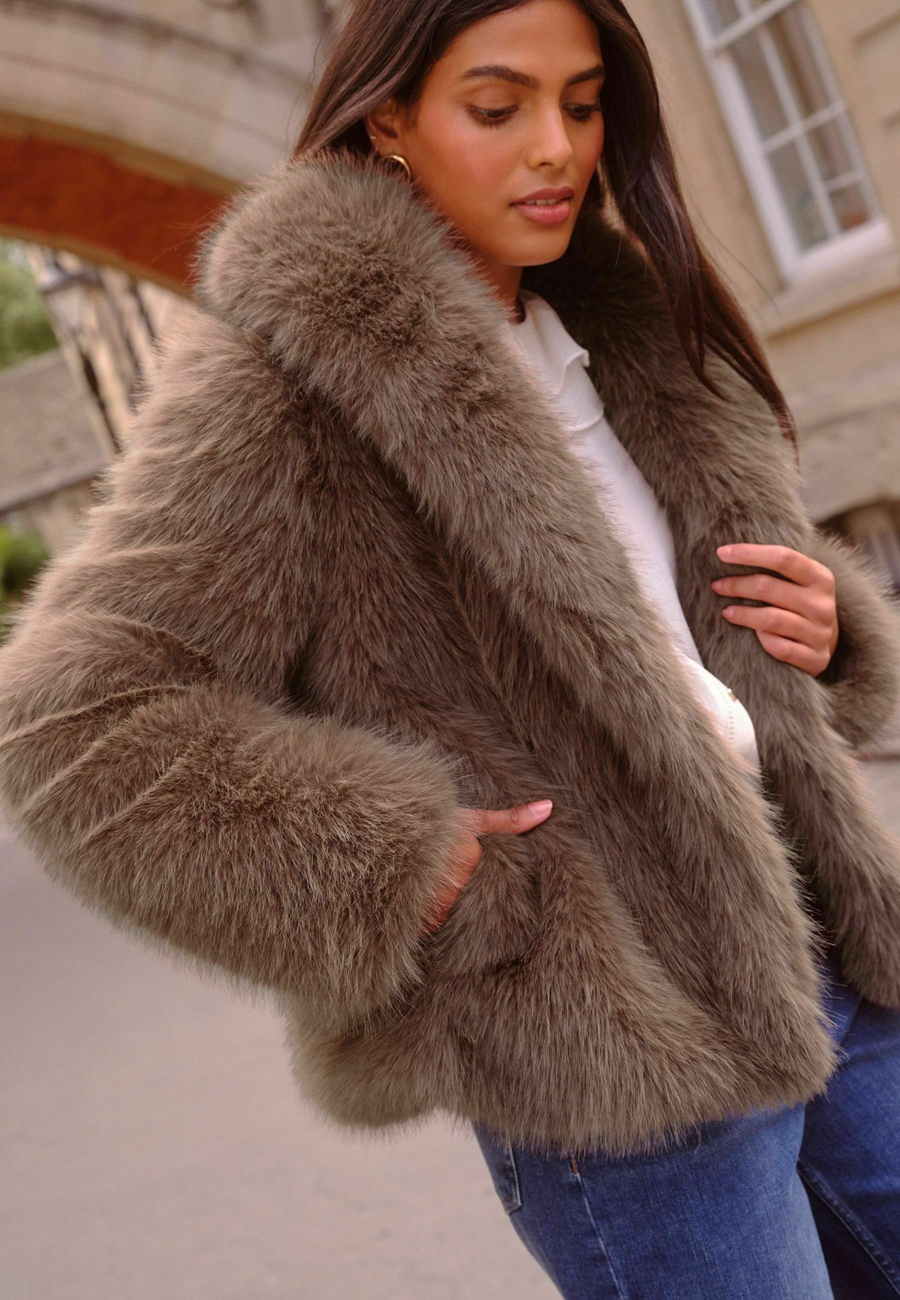 Love & Roses SHAWL COLLAR - Winter jacket - mink brown/beige - Zalando