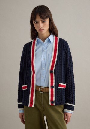 WITH DEEP V-NECK - Cardigan - white blue red