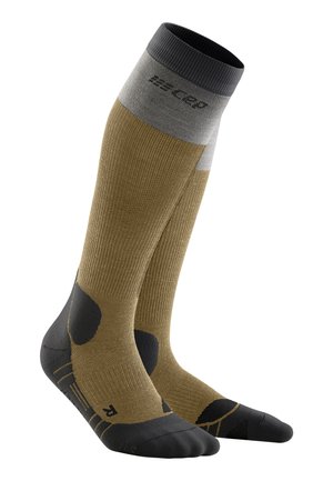 COMPRESSION MERINO HIKING TALL - MADE IN GERMANY - Kniestrümpfe - sand/grey