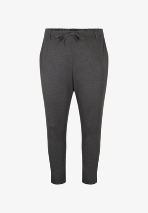 Graue Sweatpants mit elastischem Bund und Kordelzug, tapered Bein und weicher Textur, gestaltet für Komfort und Bewegungsfreiheit.