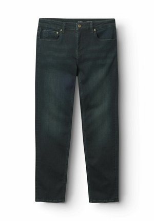 Mörkgröna denimjeans med en klassisk femfickdesign, dragkedja och knäppning med mässingsknapp. Har subtil blekning och rak passform.