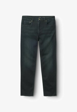 Mörkgröna denimjeans med en klassisk femfickdesign, dragkedja och knäppning med mässingsknapp. Har subtil blekning och rak passform.