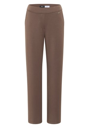 Pantaloni marroni a gamba dritta con vita elasticizzata e sottile cucitura frontale, marchiati "Cecil".