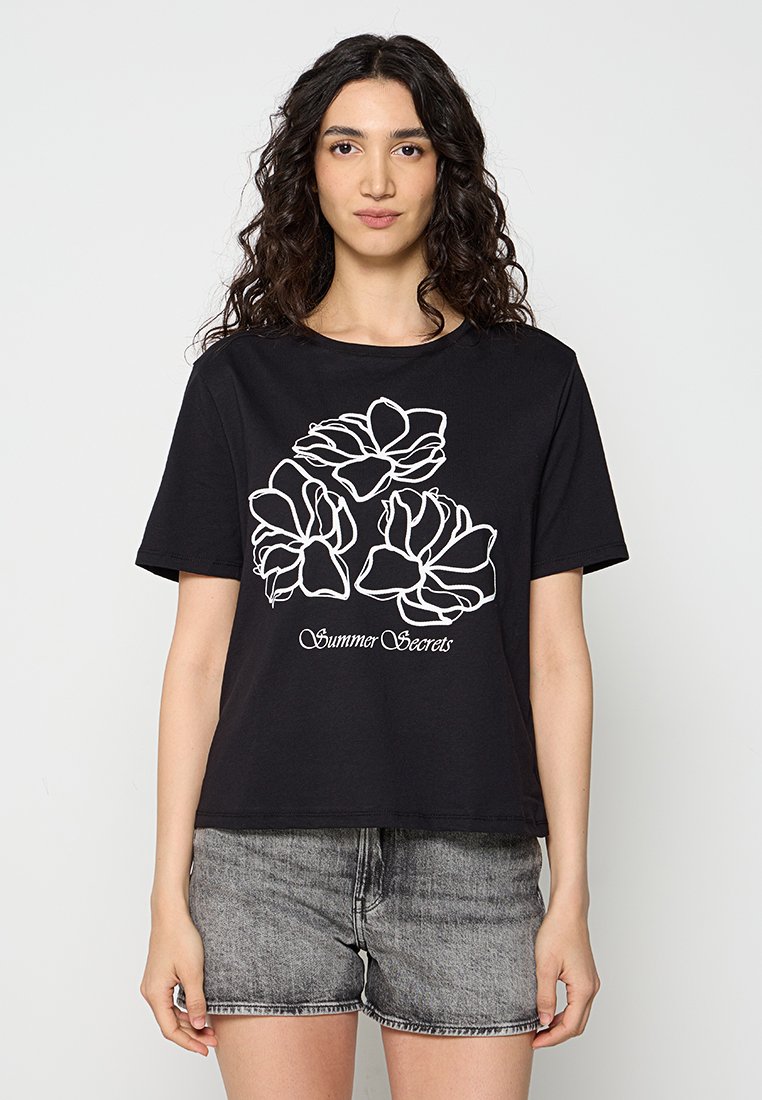 JDY T-shirt print zwart