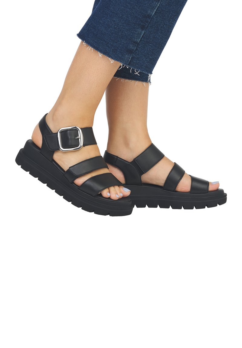 Rieker Sandali Con Zeppa Donna – Tomaia Elastica Cachi E Cinturino Beige – Comodi E Slip-on