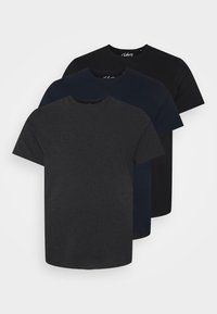 ESSENTIAL CREW NECK TEE 3 PACK  - T-shirt básica - black/navy/charcoal