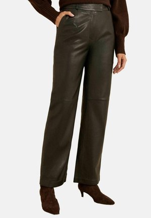REGULAR FIT - Kožené nohavice - black