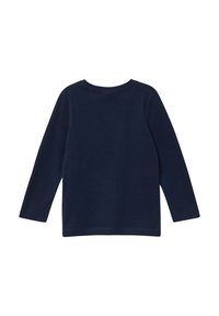 Navyblauw long-sleeve shirt van katoen. Eenvoudig design met een ronde hals en gestikte zomen. De achterkant heeft geen aanvullende details of patronen.
