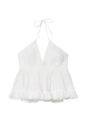 Stradivarius HALTER WITH EMBROIDERY - Top - white