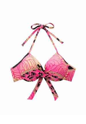 PADDED HALTERNECK - Bikini pezzo sopra - myleene klass pink leopard