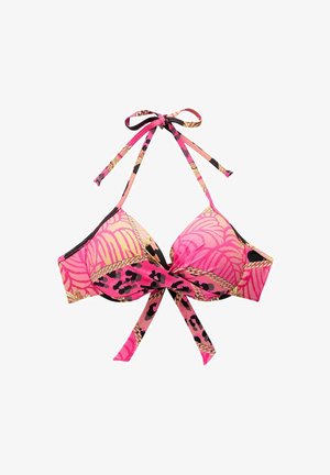 Myleene Klass PADDED HALTERNECK - Horní díl bikin - myleene klass pink leopard