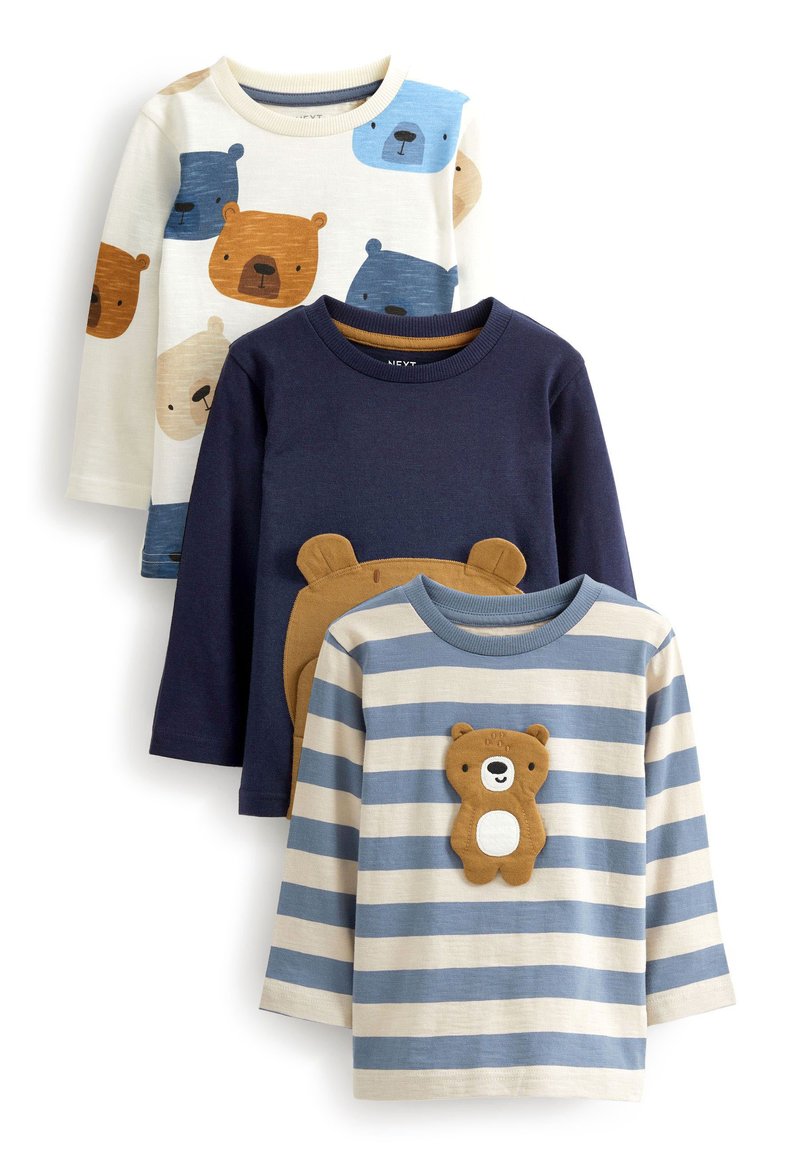 Next - 3 PACK APPLIQUÉ TRANSPORT - Top s dlouhým rukávem - blue brown peekaboo bear, Zvětšit