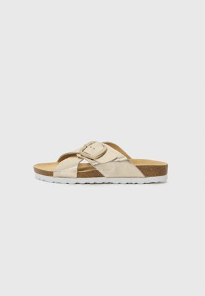 LEATHER - Mules - gold-coloured