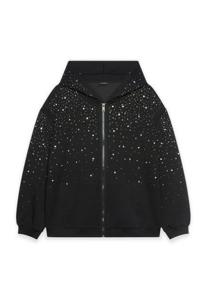 Fiorella Rubino, FELPA APERTA CON APPLICAZIONI LUMINOSE - Sudadera con cremallera - nero
