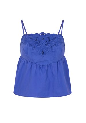 Morgan, MORGAN MORGAN EMBROIDERED TOP WITH THIN STRAPS - Top - bleu